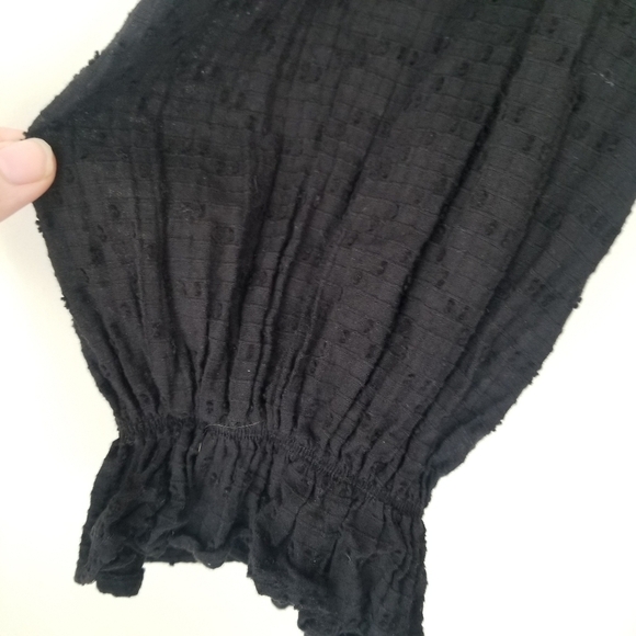 Eloquii Black Textured Cotton Easy Day Dress Size 18 Tie Waist Puff Sleeves - Picture 7 of 16